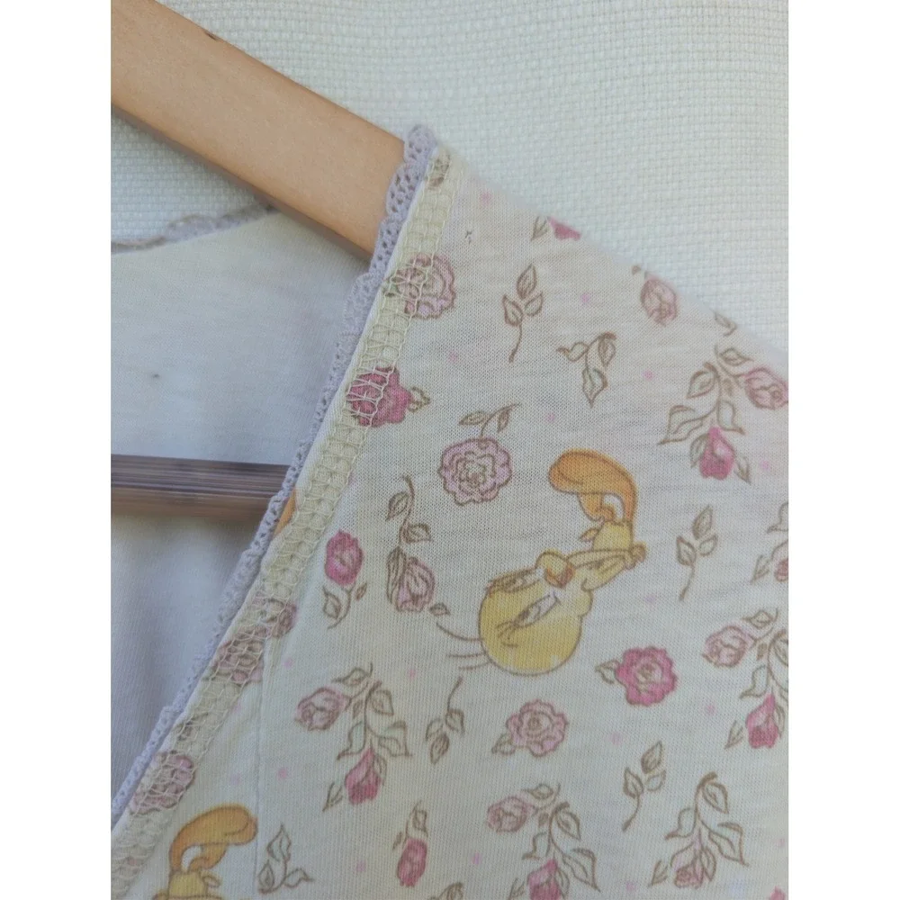 Looney Tunes Tweety Bird Nightgown Womens 2X Cream Floral Coquette Sleepwear